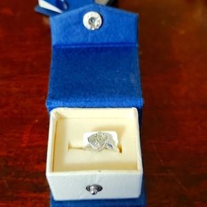 Beautuful style-cut green amethyst ring in elegant sterling silver setting.